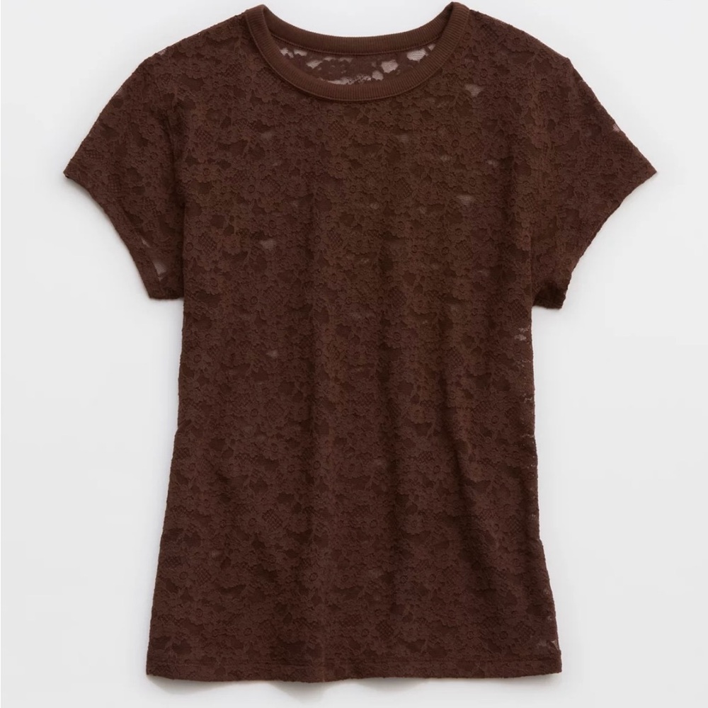 Aerie Chocolate Lace Short Sleeve Tee
